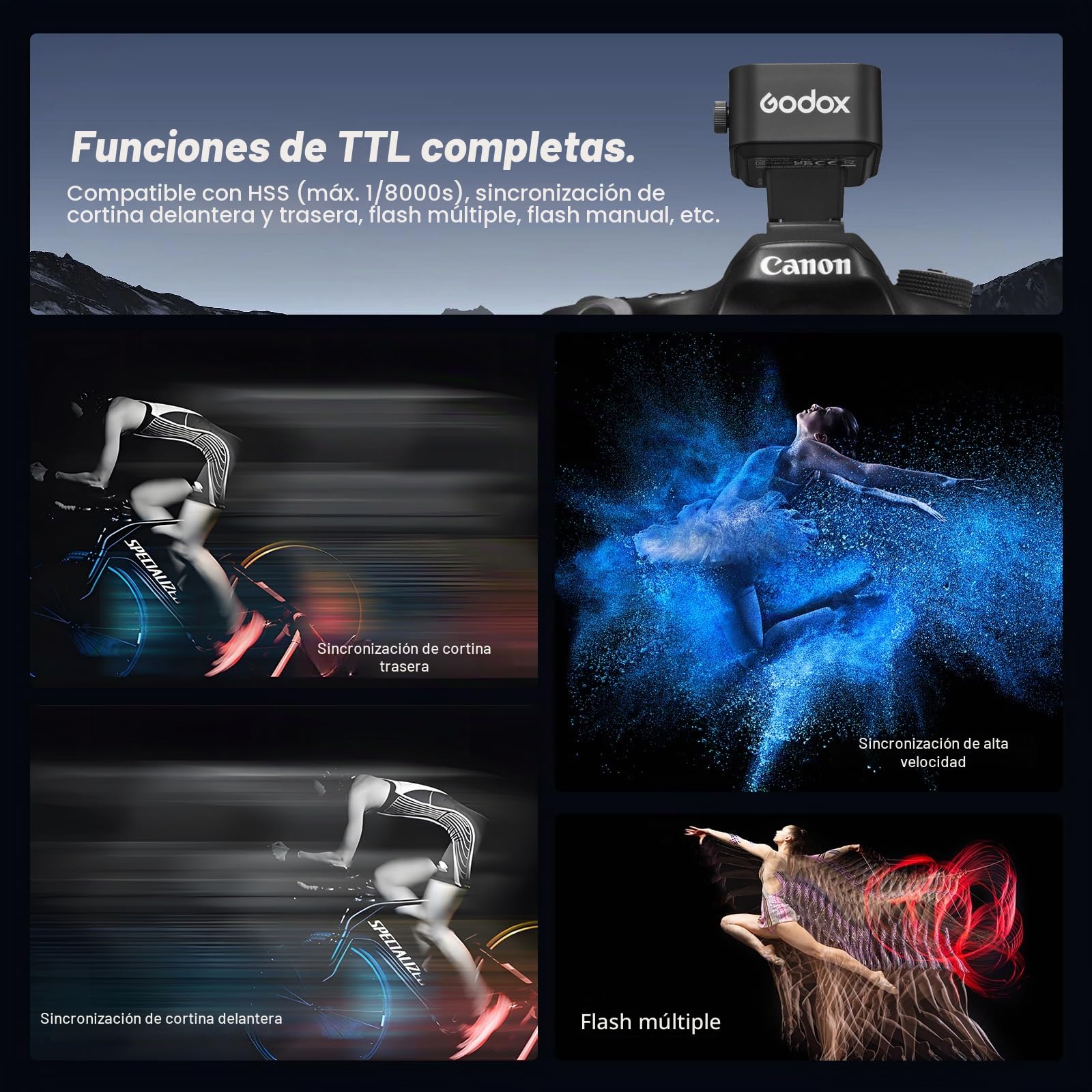 Godox X3-C X3C Wireless Flash Trigger Disparador de Flash Inalámbrico para Canon Cámara OLED Pantalla táctil 2.4GHz 1/8000S HSS TTL Función Tcm Batería Remote Camera Flash Trigger para Canon