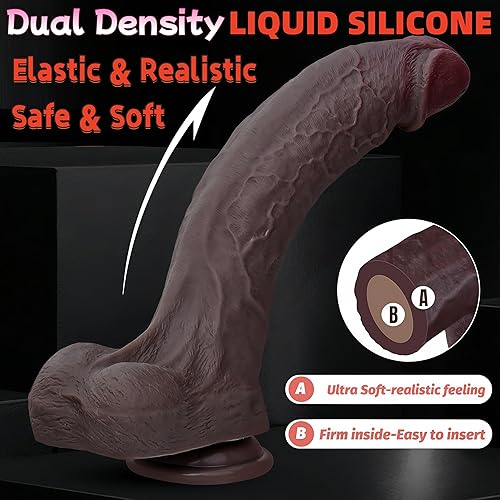 Miniatura 3 de Juguete sexual grande realista negro de 11 pulgadas, juguete sexual de silicona seguro para el cuerpo con potente ventosa, estimulación anal del