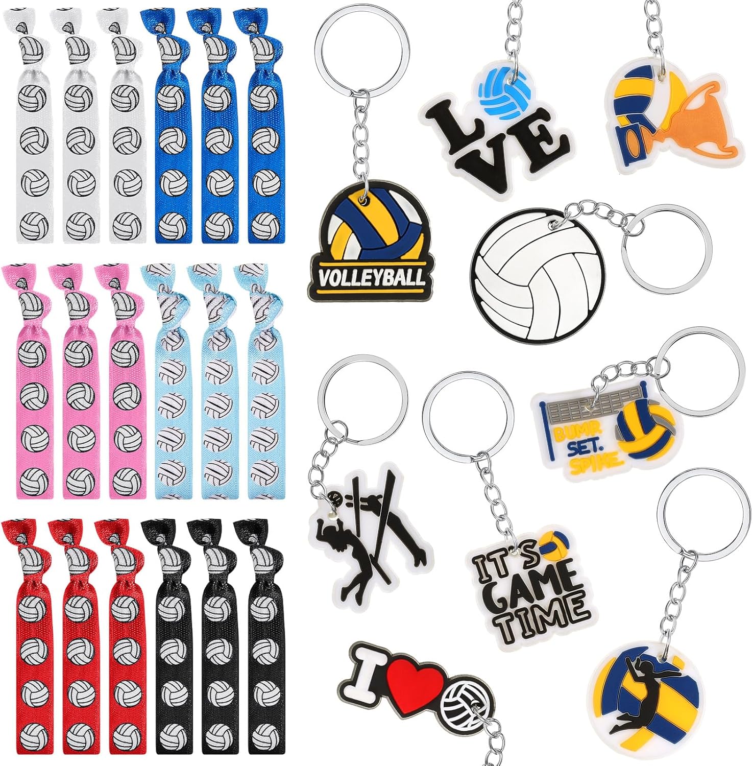 Henoyso 72 Pcs Volleyball Keychains Volleyball Hair Ties
