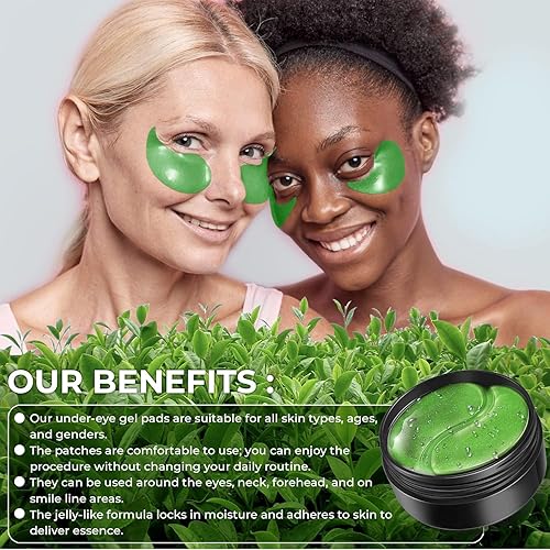 Miniatura 5 de NBCT Parches de té verde Matcha para ojeras e hinchazón, paquete de 60 unidades con colágeno, vitamina C e hidrogel