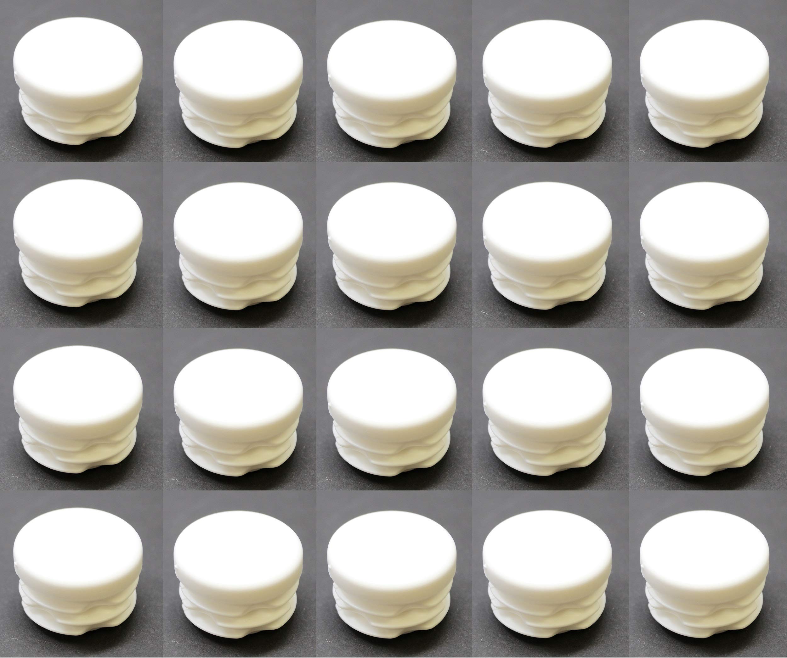White 1" Round Tubing Plastic Hole Plug End Cap, 1 inch OD Tube Pipe Cover Plug, Heavy Duty Plastic Plug Cap Insert, Durable Chair Glide (20)