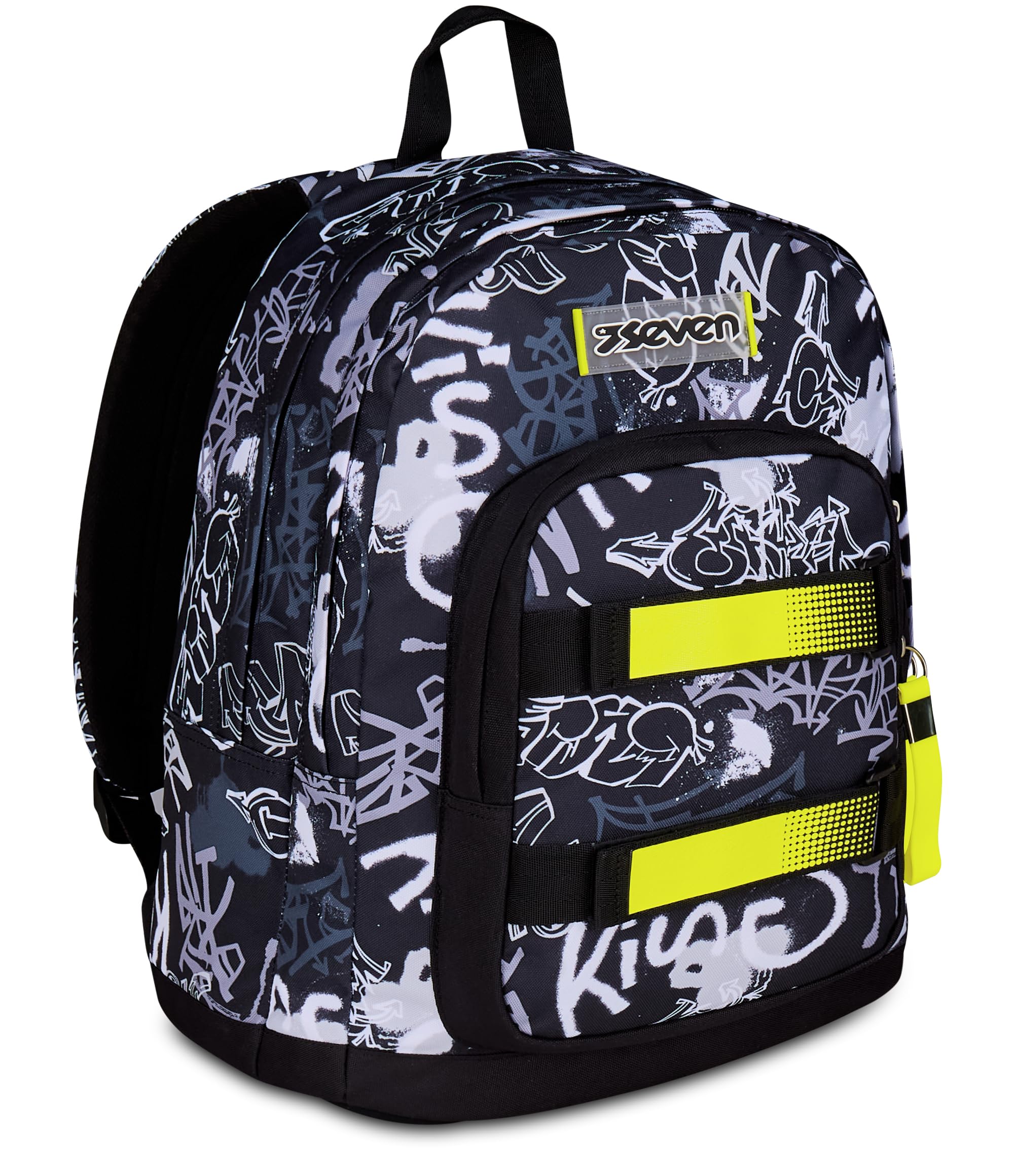 Seven Mochila doble compartimento New Fit, gris, bolsillo porta botella, maxi capacidad, respaldo preformado, mochila escolar, niño y niño, gris, Talla única, Moderno