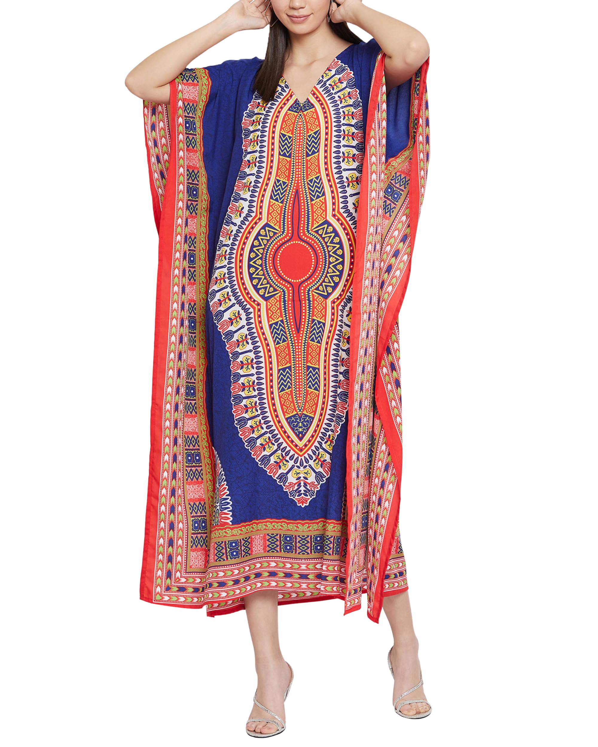 Oussum Women Kaftan Plus Size Polyester Summer Lightweight Caftan Swimsuit Cover Ups Maxi African Mumu Lounge House Dress