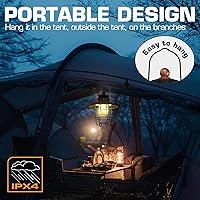 Vista 6 de Linterna de camping LED EverBrite, linterna recargable USB C con 3 modos de luz, linternas vintage para exteriores con función de banco de energía