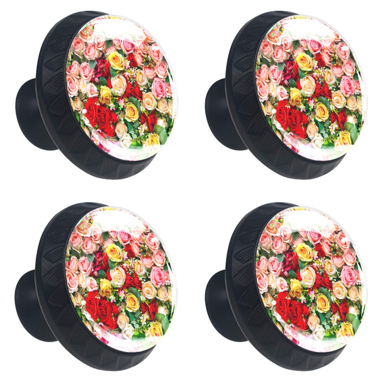 Boutons de tiroir rose rouge romantique, le lot de 4 poignées idéal à offrir
