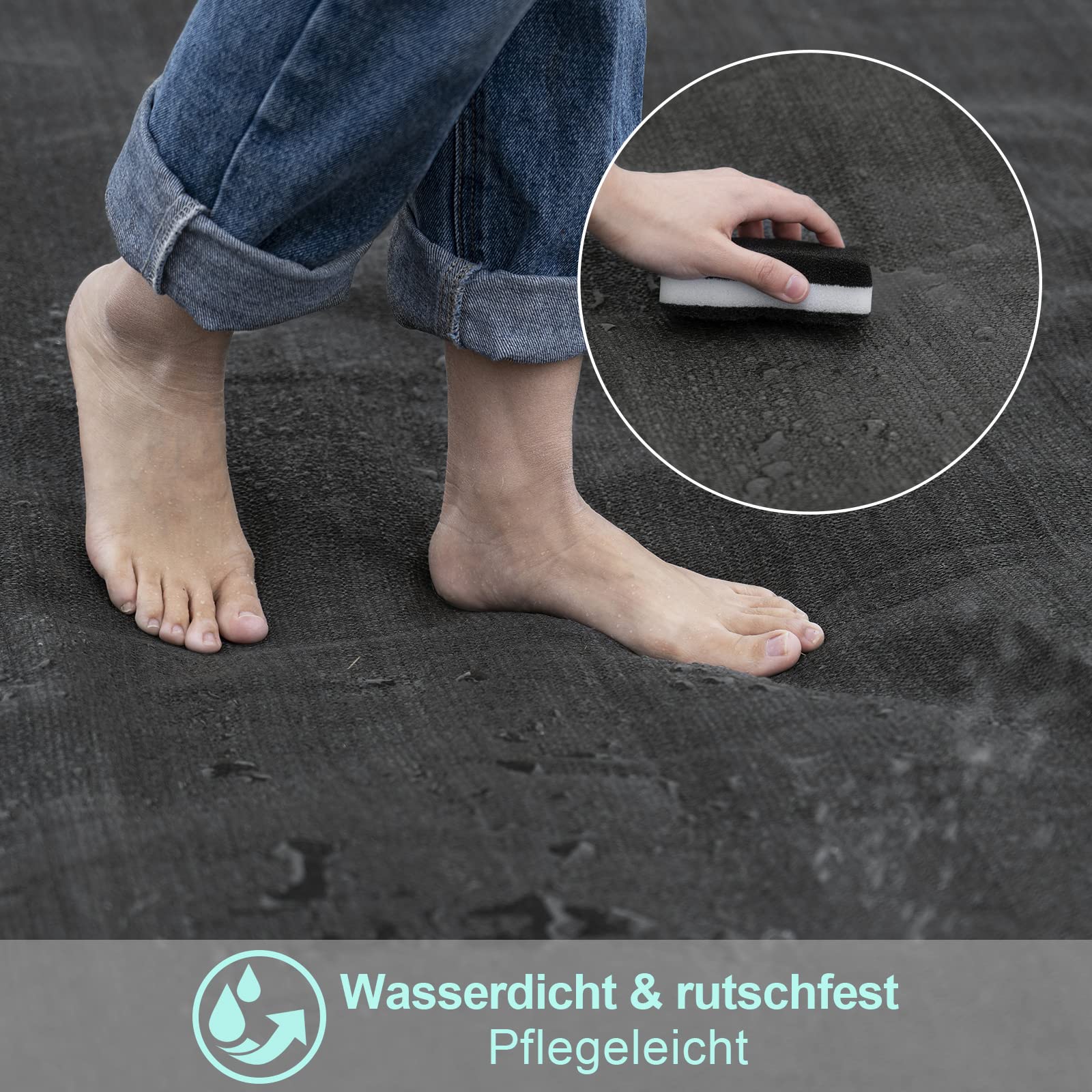 Laneetal Alfombra de Tienda de Campaña de HDPE 280 g/m2, Lona Impermeable para Acampada, Alfombras para Caravana, con 16 Clavos y Bolsillo de Transporte, Manta para Exteriores, Antracita, 3x4 m