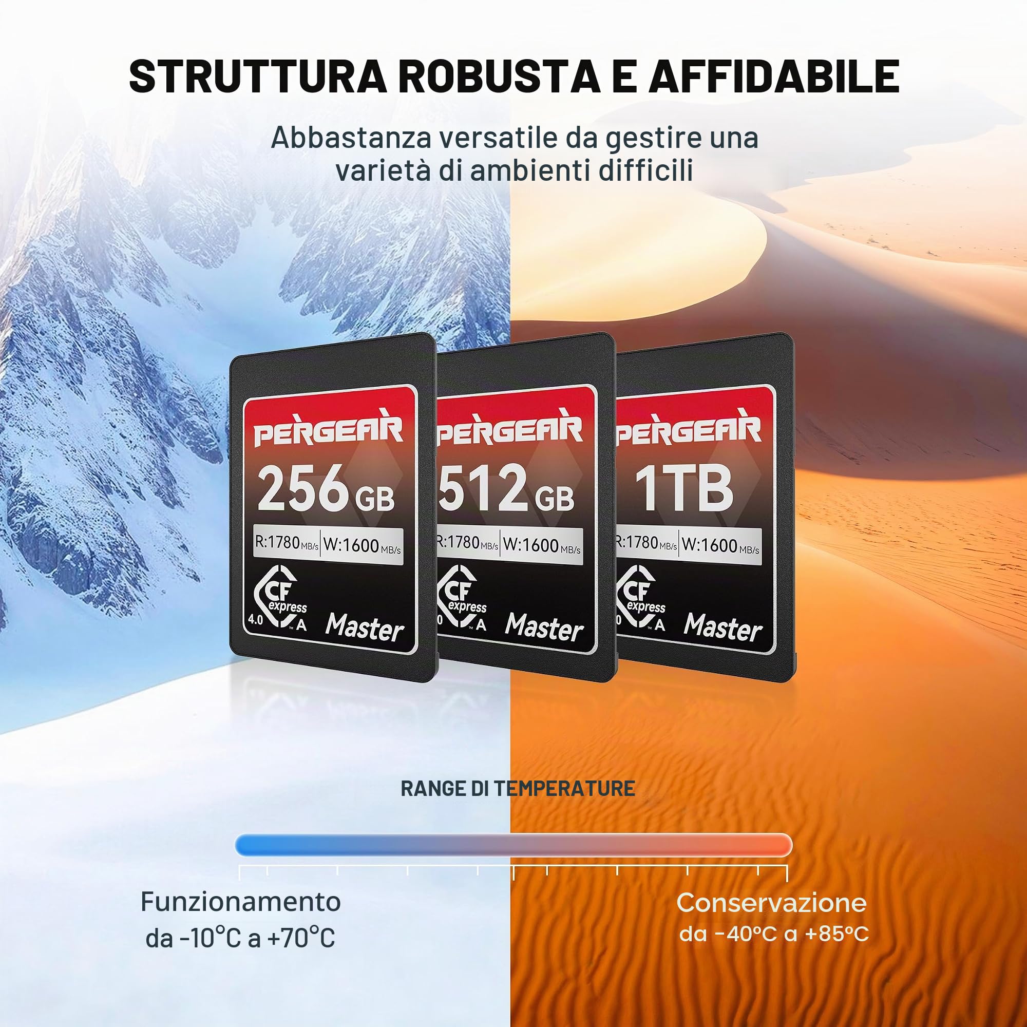PERGEAR Master Series CFexpress 4.0 Tipo A 512 GB Scheda (confezione da 2) | Velocità di lettura fino a 1780 MB/s e velocità di scrittura fino a 1600 MB/s per 4K/8K, per fotocamere Sony serie Alpha e FX