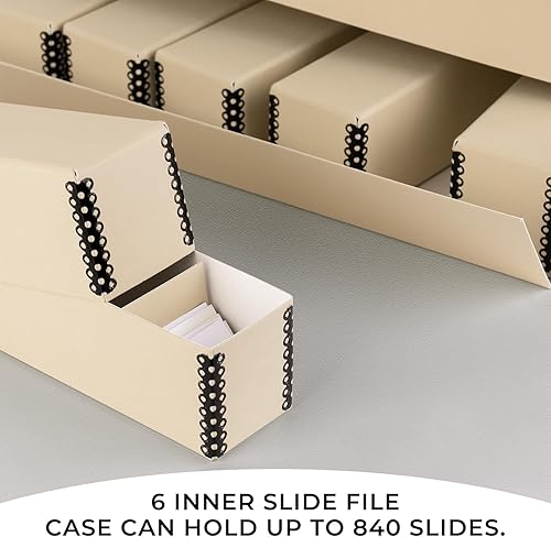 Miniatura 5 de Golden State Art, Caja de almacenamiento de diapositivas de archivo, organizador de bordes de metal sin ácidos con 6 estuches interiores de