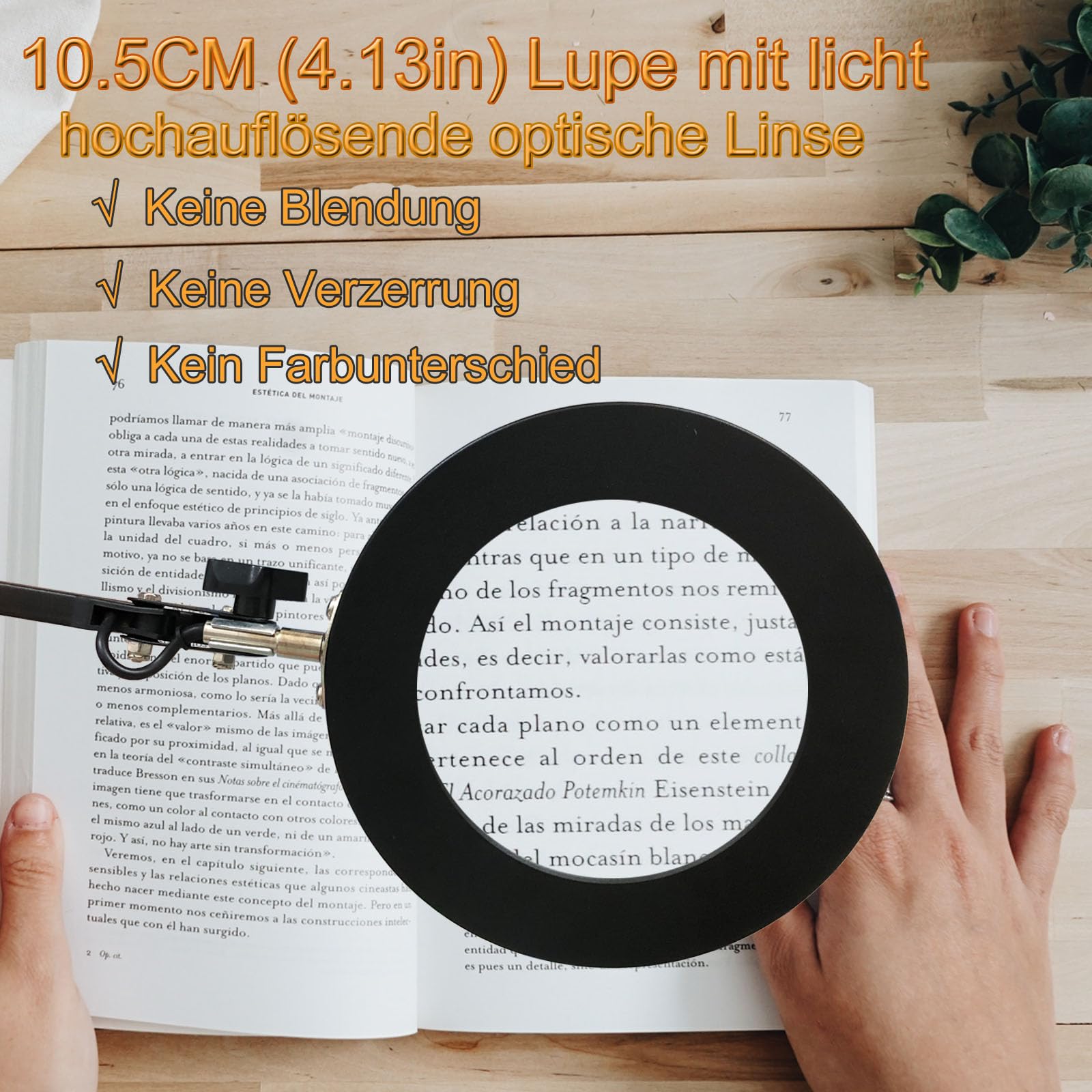 Lupa Con Luz, Lámpara De Escritorio Led 10X Lupa Con Abrazadera Y Base 5 Modos De Color 10 Luz De Abrazadera Regulable Sin Escala Para Mayores Ayuda De Lectura Lámpara De Trabajo Joyería Negra