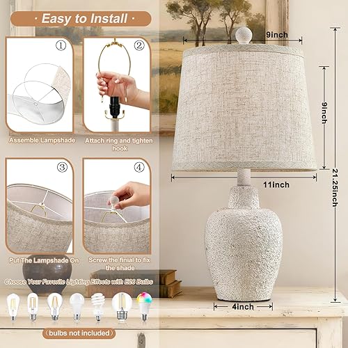 Miniatura 2 de Lámparas de mesa para dormitorio, juego de 2 lámparas de mesa de granja para sala de estar de 23 pulgadas, lámpara de noche rústica en forma de