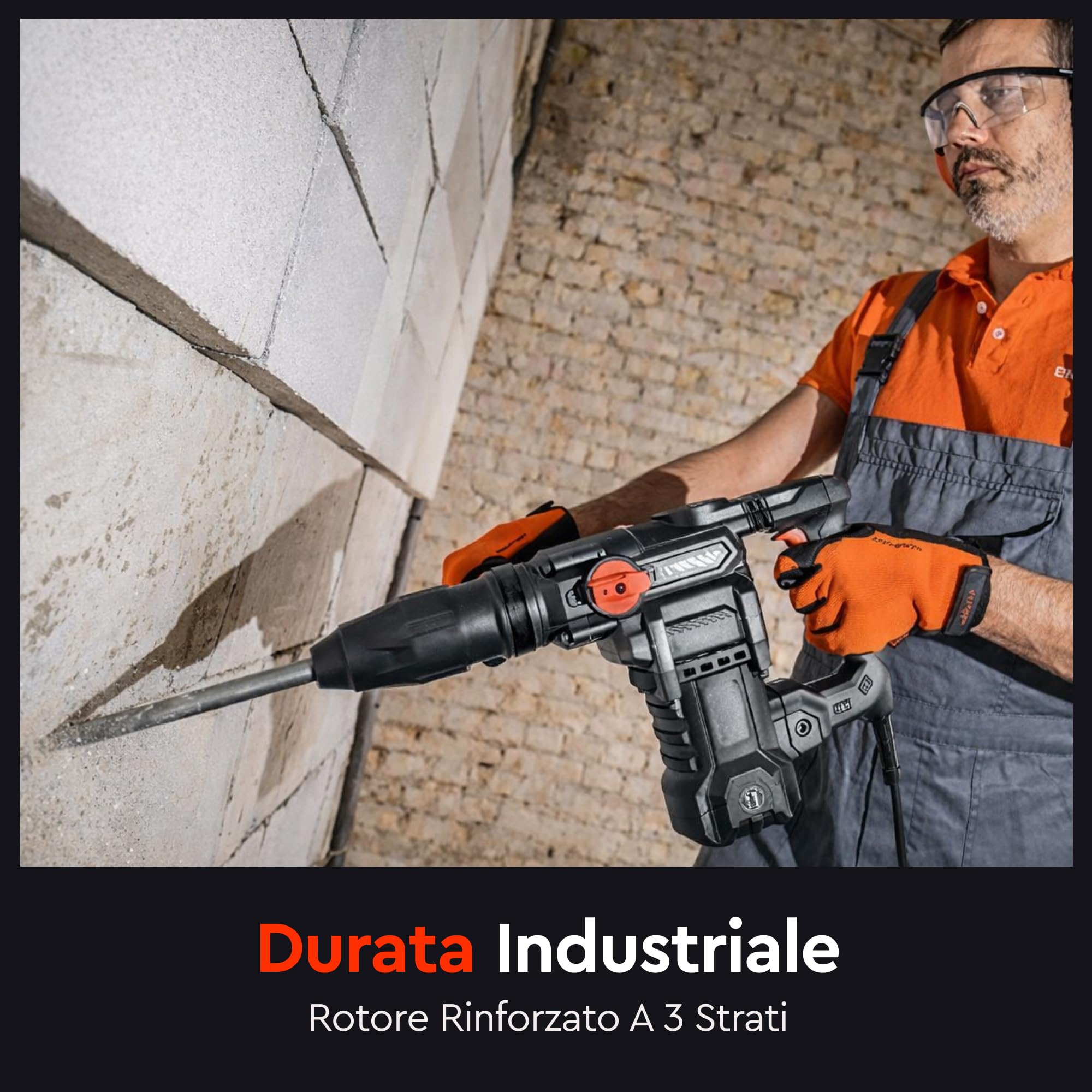Martello Perforatore Elettrico BH-30 1400W SDS Max 9J - Trapano Tassellatore a Percussione 3800 colpi/min con Regolazione Velocità, Frizione R-Control e Accessori Inclusi di Dnipro-M