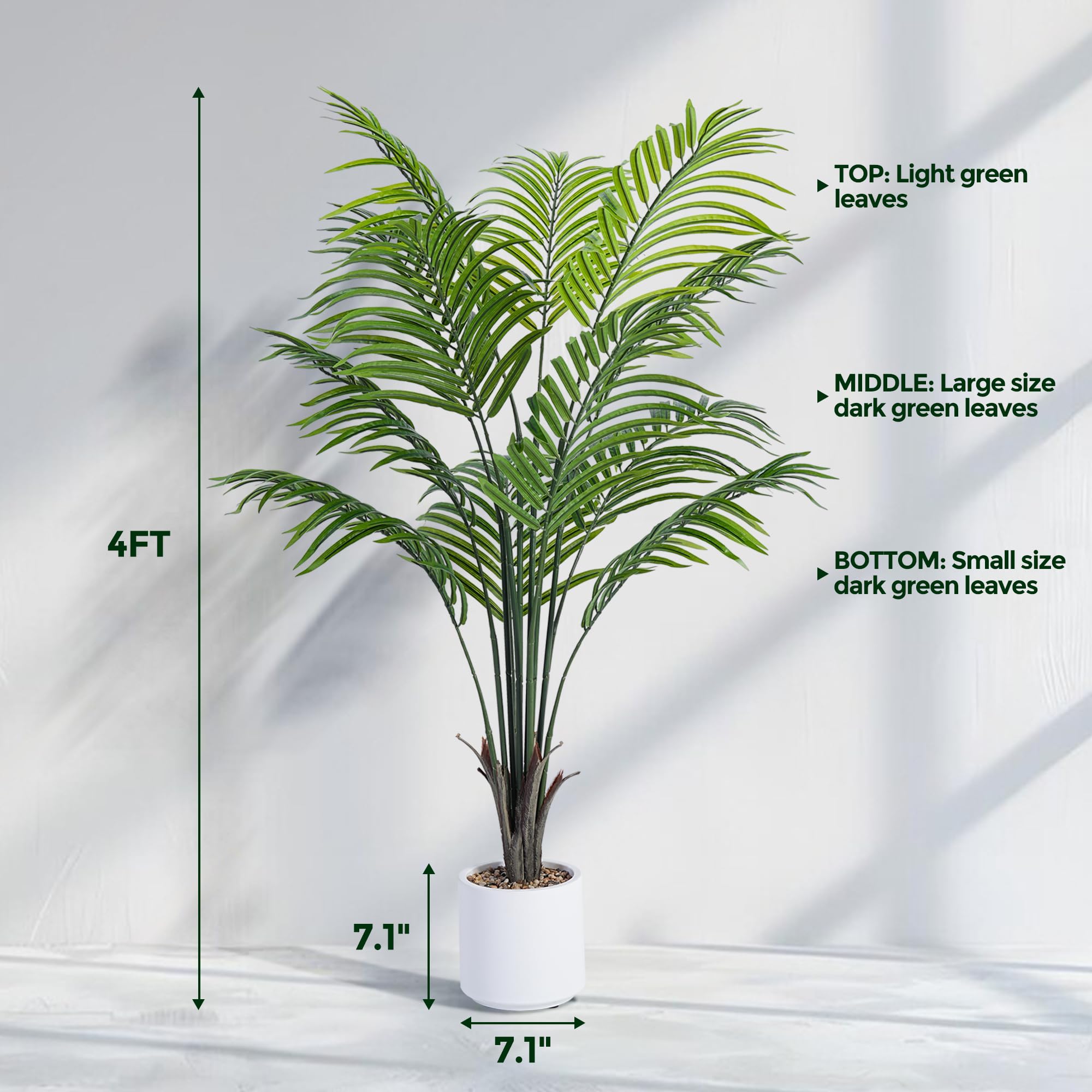 Amazon.com: Artificial Areca Palm Tree 4FT Fake Potted Plant 2 Pack Faux  Silk Tropical Areca Palm with 12 Trunks & Real Bark Design, Large  Aritificial Plant in Pot for Home Living Room