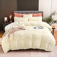 Vista 11 de Juego de Funda de Edredón de Felpa Esponjosa Rosa Tamaño Queen, Juego de Cama de Funda de Edredón Difusa de Terciopelo Suave de Lujo 4 Piezas