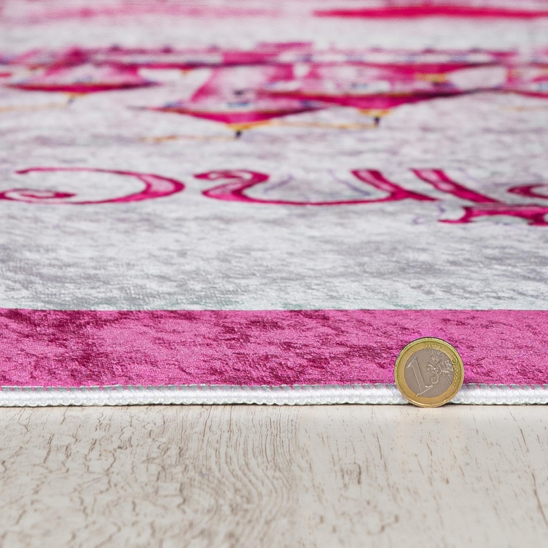 Mazovia Tappeto Salotto - Tapeto Stampato Pelo Corto - Morbido Tappeto Camera da Letto - Antiscivolo Tapeto EMMA - Tappeto Bambini Motivo Castello della Principessa - Rosa Pink 140x200cm