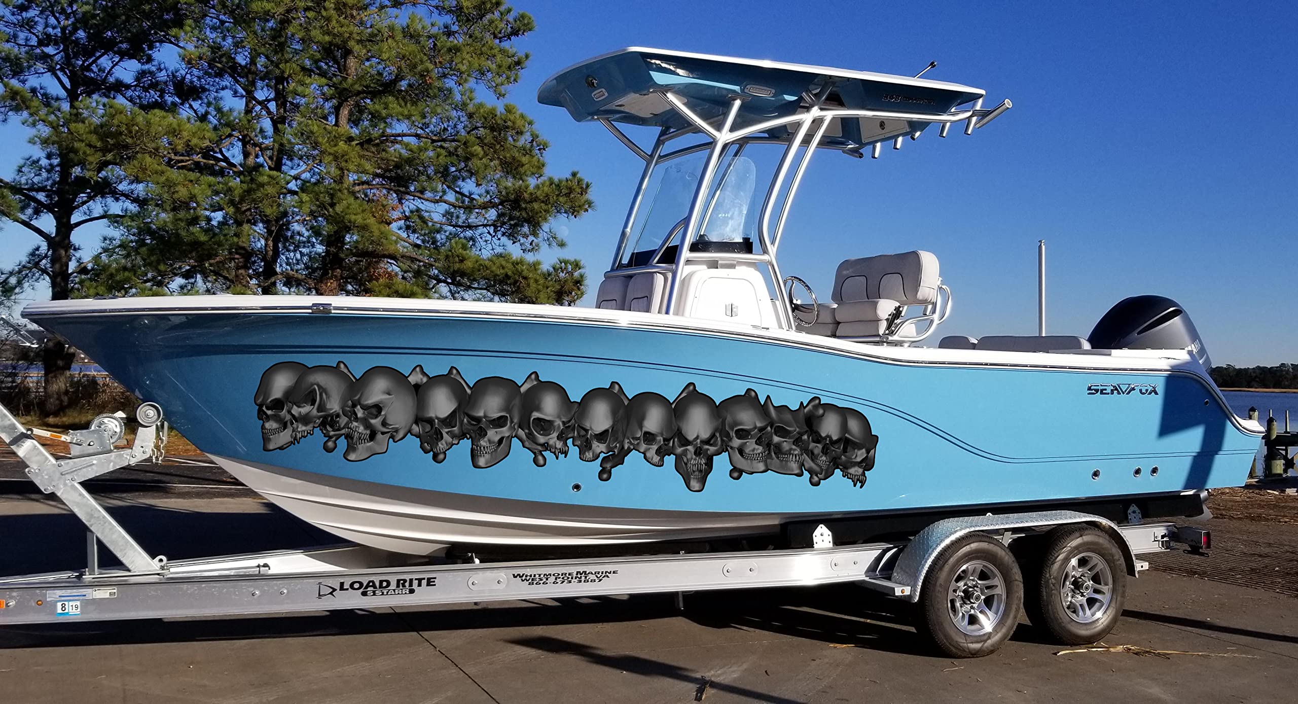 Pirate Skull Boat Decals, 3D Skulls Yacht Vinyl Wrap, Pirate Skull Watercraft Vinyl Graphics