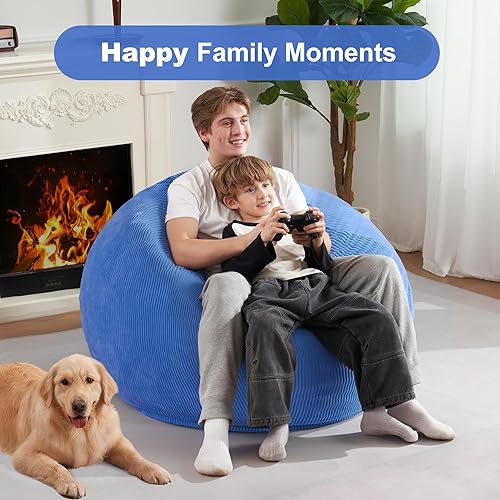 Miniatura 94 de Homguava Puf de 3.5 pies: puf de lágrima con relleno de espuma viscoelástica, sillas compactas de puf, sofá suave con funda de pana (gris)