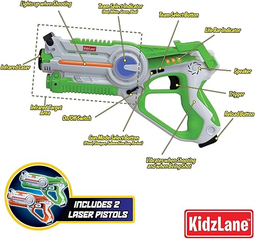 Miniatura 3 de Kidzlane -  Etiqueta láser (paquete de 4)  Etiqueta láser recargable infrarroja a partir de 8 años  Juego de pistolas láser de juguete para batalla