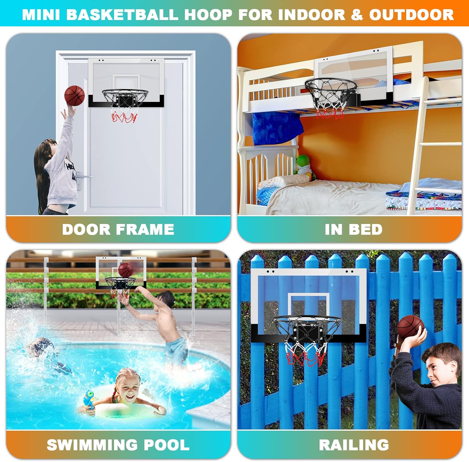 Indoor Basketball Hoop Boys Gifts for Teens Door Room Basketball Hoop Mini Hoop with Scoreboard, 3 Balls and Batteries Basketball Toys for 8 9 10 11 12
