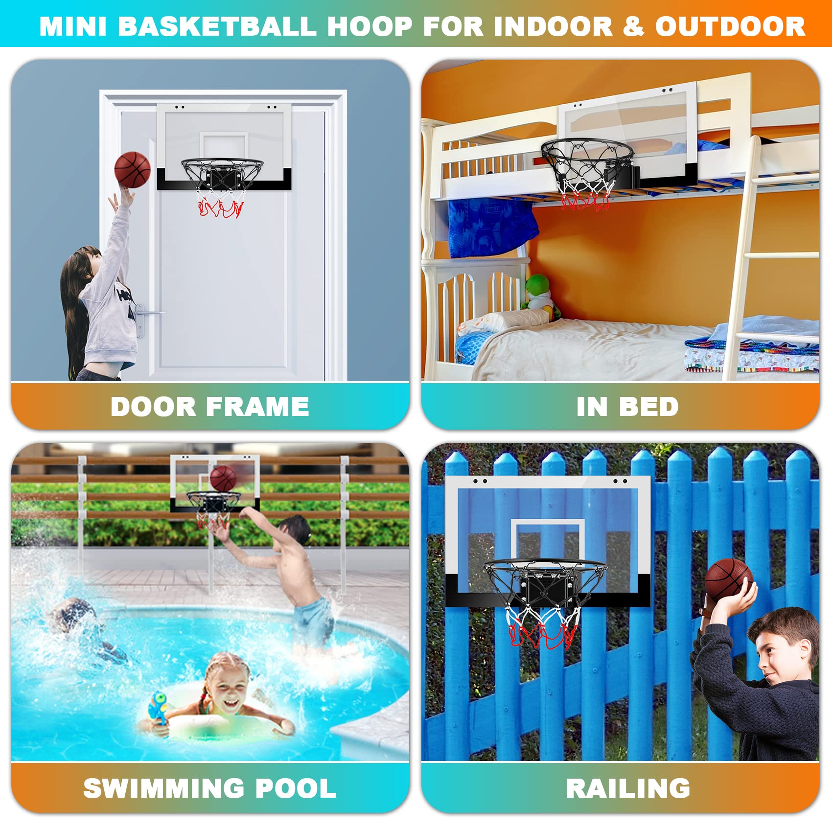 TREYWELL Indoor Basketball Hoop Boys Gifts for Teens and Adults Door Room Basketball Hoop Mini Hoop with 3 Balls, Basketball Toys for 8 9 10 11 12