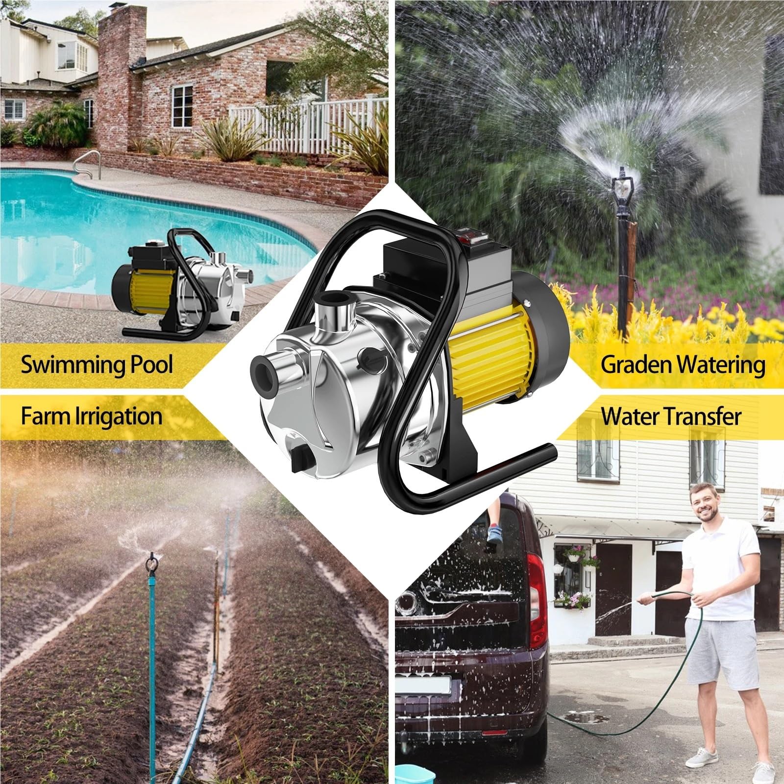 Pompa elettrica Portatile for Il trasferimento Acqua da pozzo Poco Profondo for l'irrigazione a Pioggia del Prato e Giardino Facile da Pulire