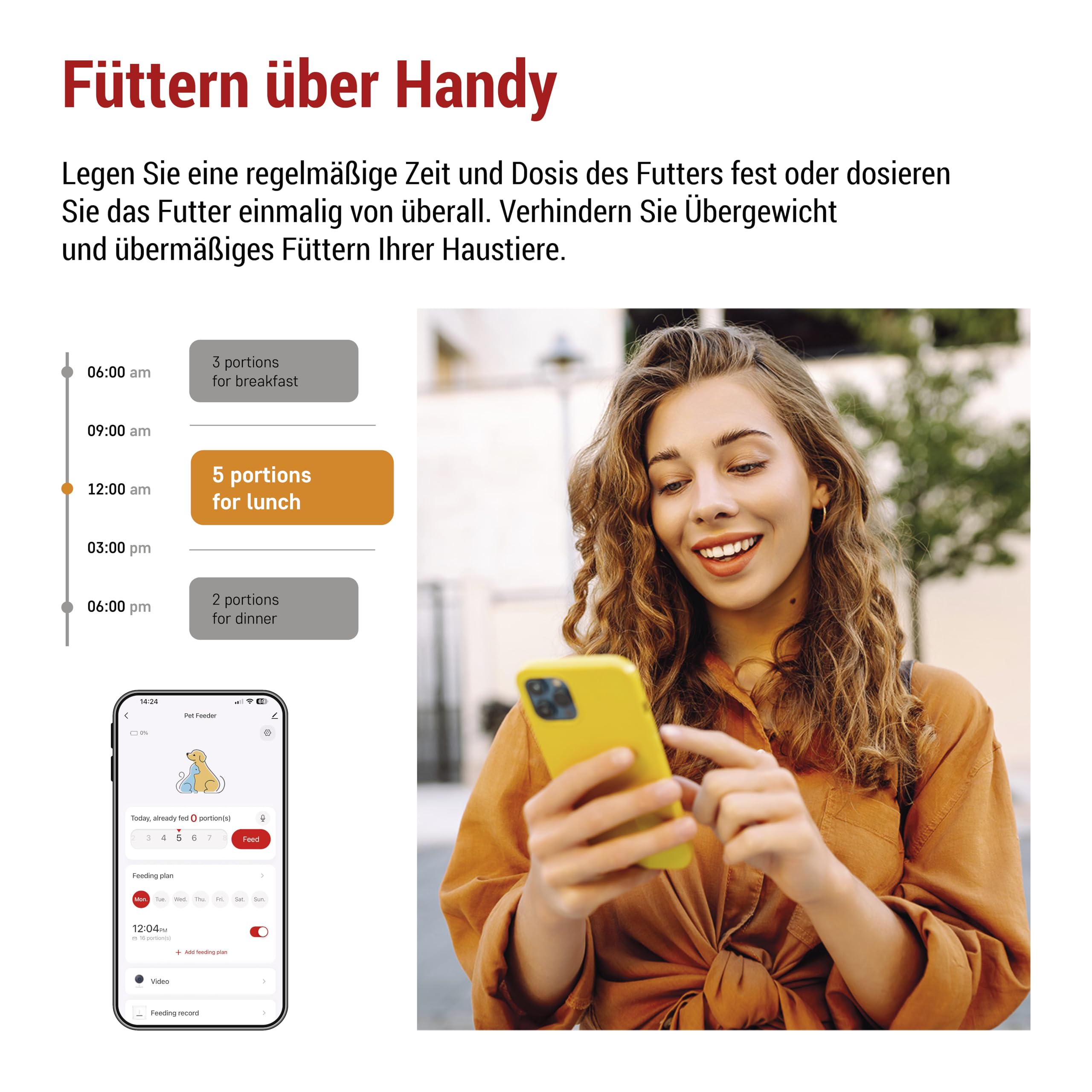 EMOS - GoSmart Futterautomat 4 l - WLAN Pet Care Futterspender mit App - Trockenfutter Automat für Katze & Hund mit Zeitplan, Sprachaufzeichnung, Dosierung 1–10 Mahlzeiten pro Tag - Schwarz