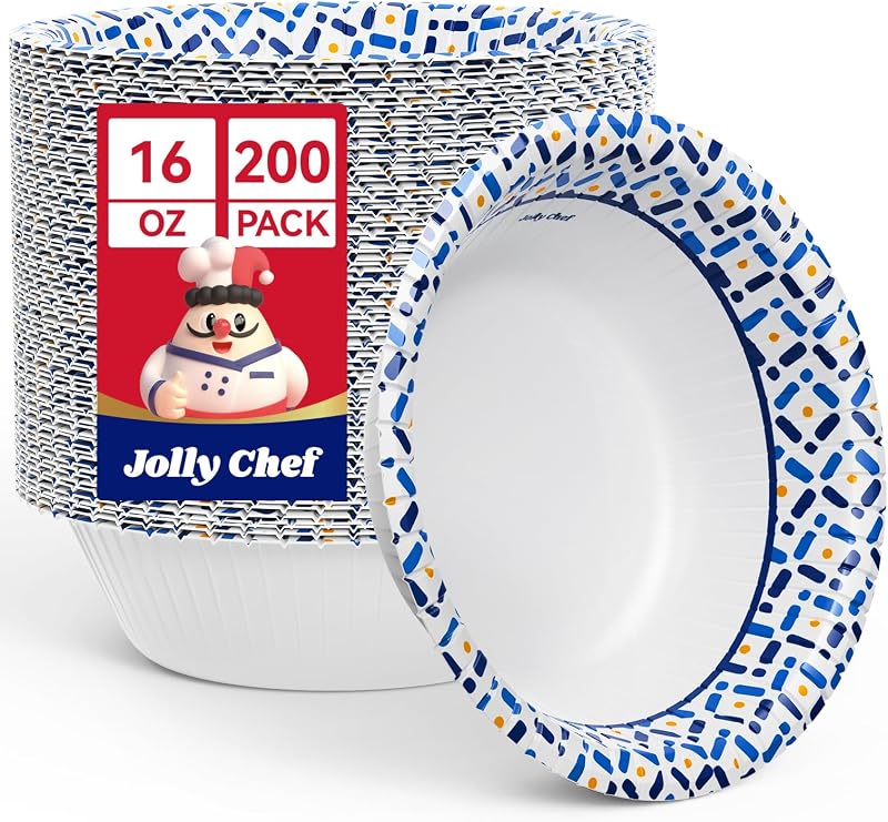 200 cuencos de papel de 16 oz, pequeños cuencos desechables a prueba de remojo para sopa, ensalada y aperitivos, postres perfectos para fiestas, bodas, catering, hogar y oficina