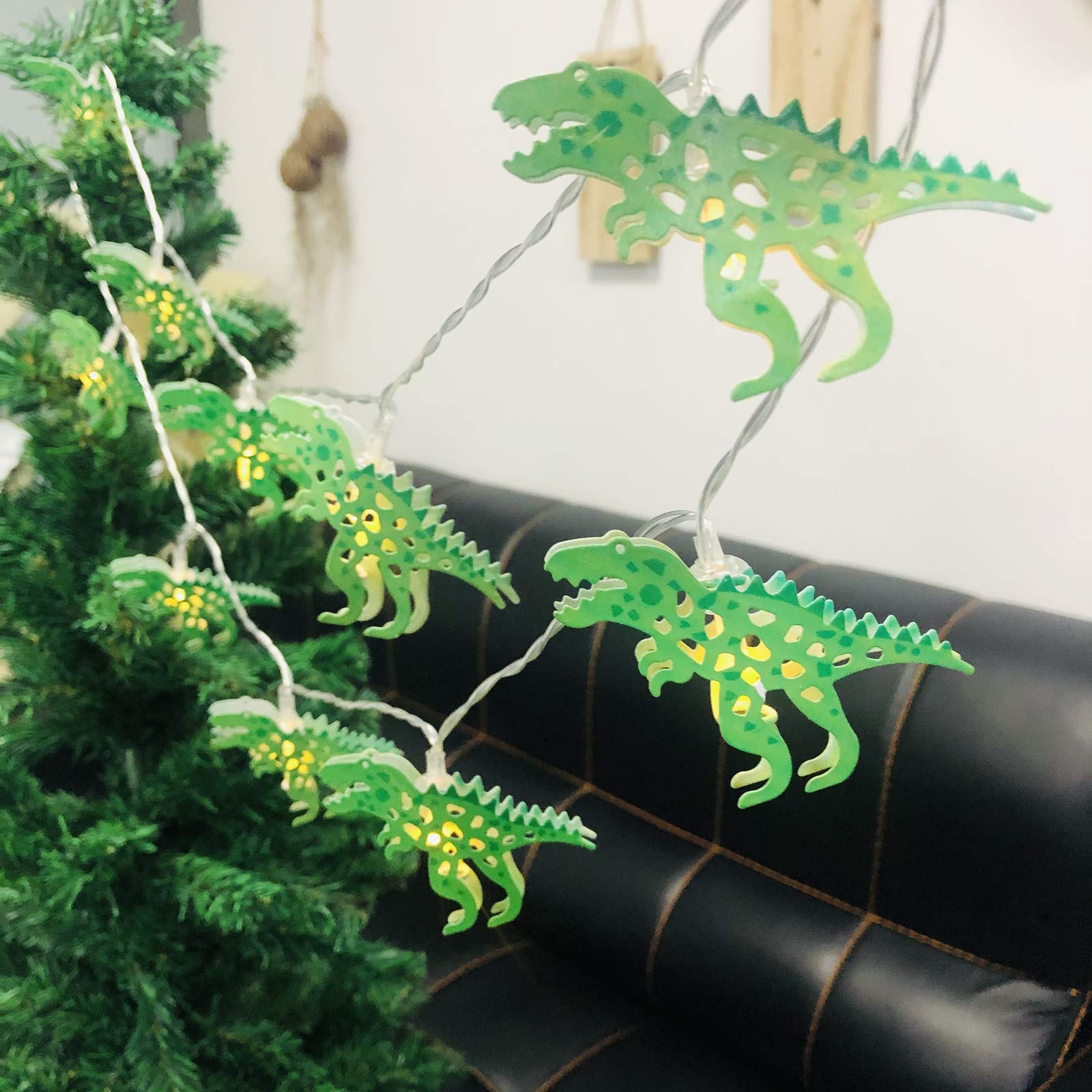 Riaxuebiy Dinosaur String Lights, Pets Theme Decorative,10LEDs Powered Fairy Light for Indoor Outdoor Wedding Birthday Christmas Kid's Room Ornament (Dinosaur -1.65m/10LED, Battery)