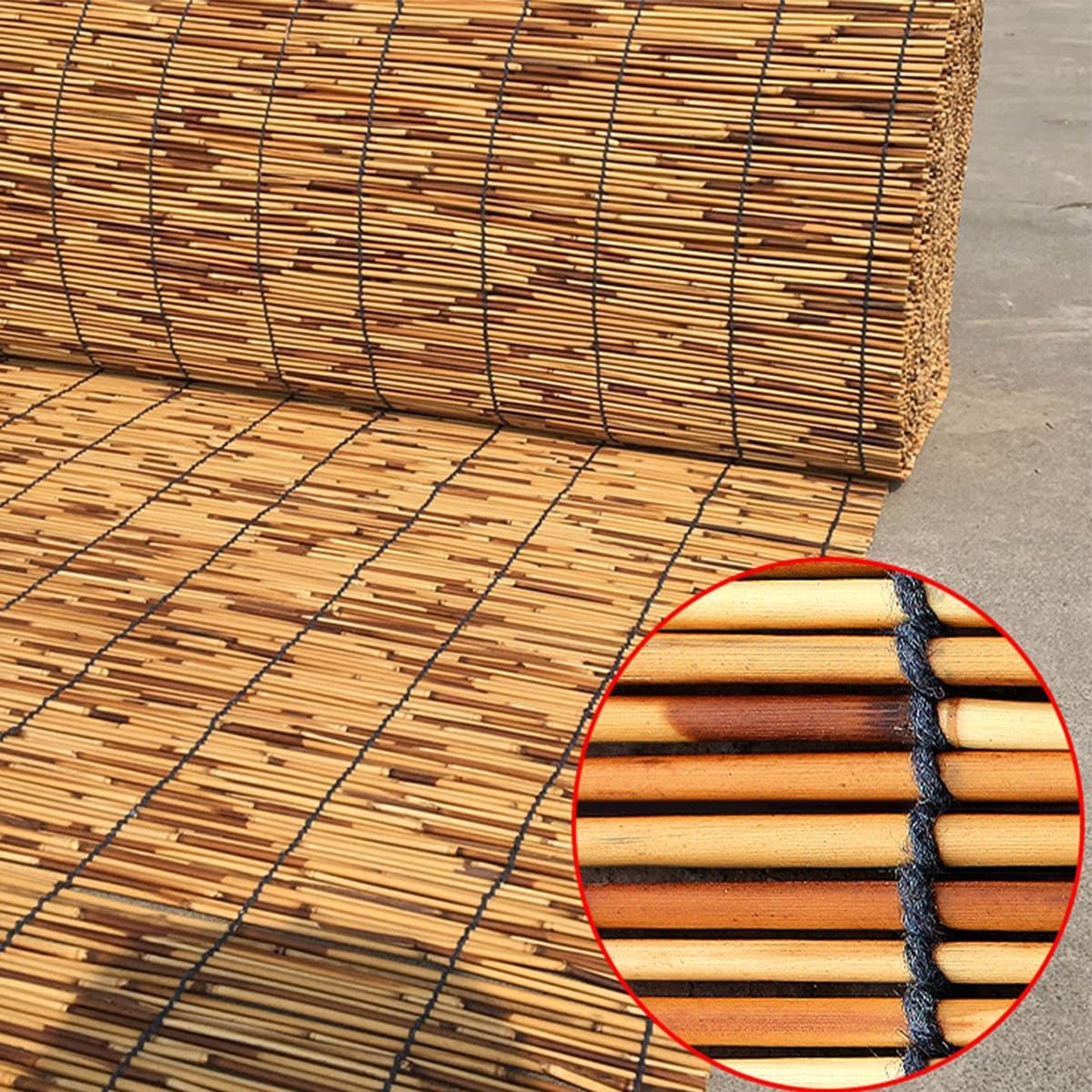 Bambou Rouleau Brise Vue Jardin 30 55 70 100 120 140 155 160cm Canisse Extérieur en Roseau Naturel, Clôture Palissade Décorative, Panneau Occultant for Balcon(Brun,90x800cm)