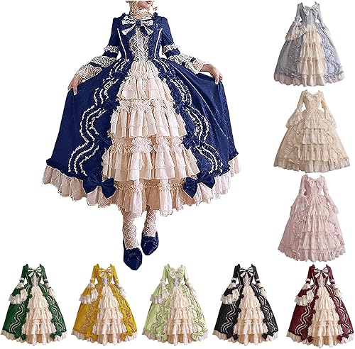 SHOPESSA Vestido victoriano para mujer, vestido de lolita francesa, disfraz de princesa, vestido renacentista, manga acampanada, corte de cosplay
