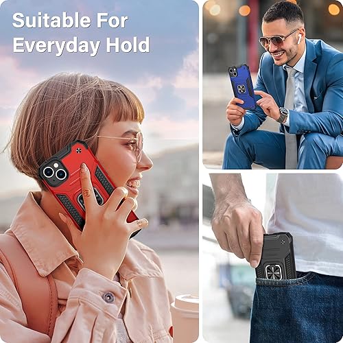 Miniatura 7 de Vakoo Funda para iPhone 13 y iPhone 14 (6.1 pulgadas), resistente y duradera, bordes elevados que protegen la pantalla y la cámara, color rojo