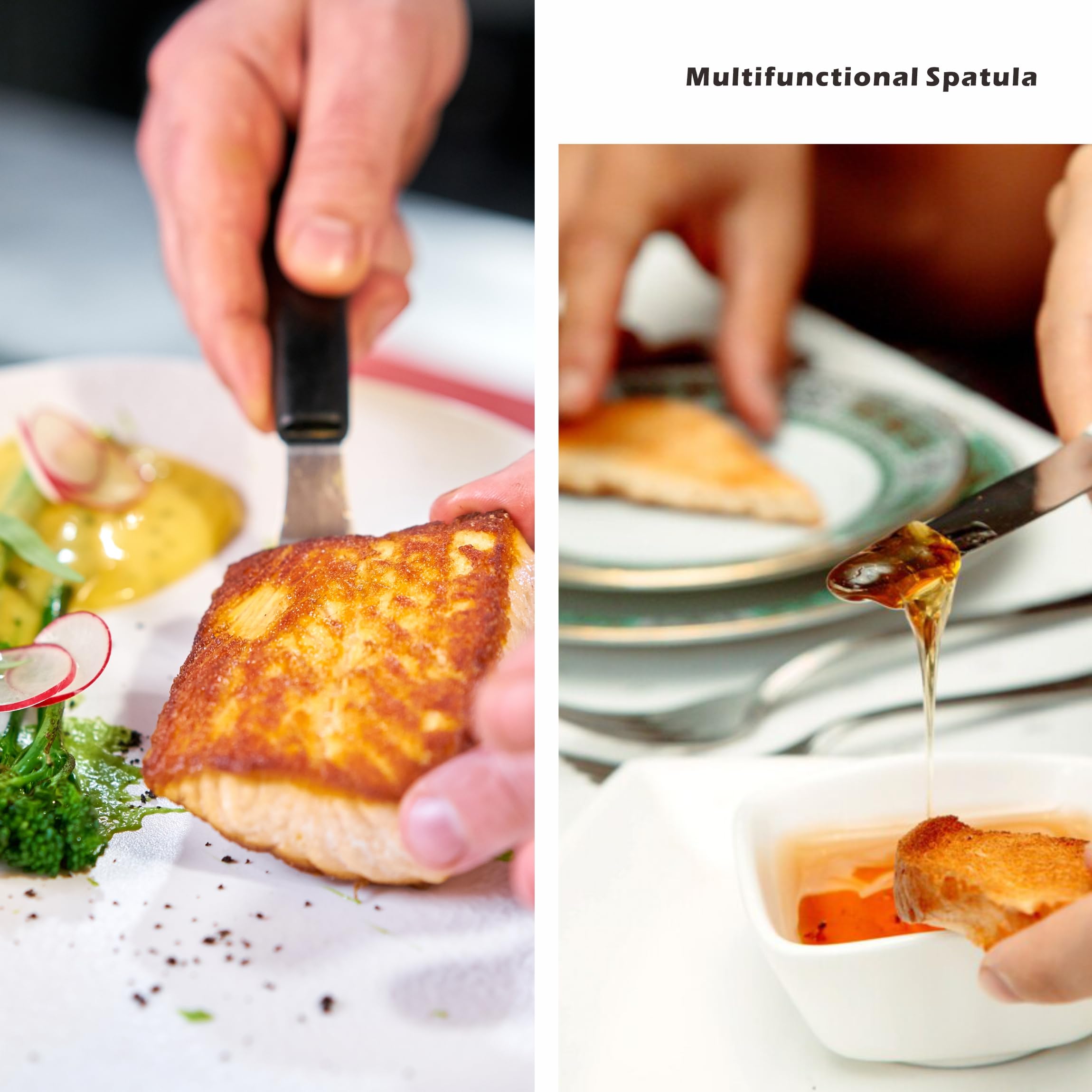 Juego culinario de herramientas de chapado de chef, juego de pinzas de chapado, juego de cucharas de acero inoxidable profesional, 11 piezas, negro, bolsa de cuero