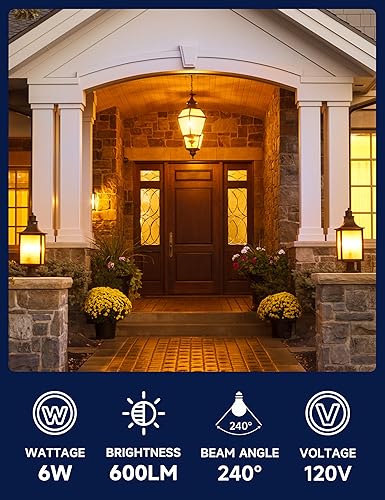 Miniatura 3 de UNILAMP Bombillas amarillas para candelabros, bombilla de vela E12, luces de 6 W para exteriores, equivalente a 60 W, no regulable, paquete de 3