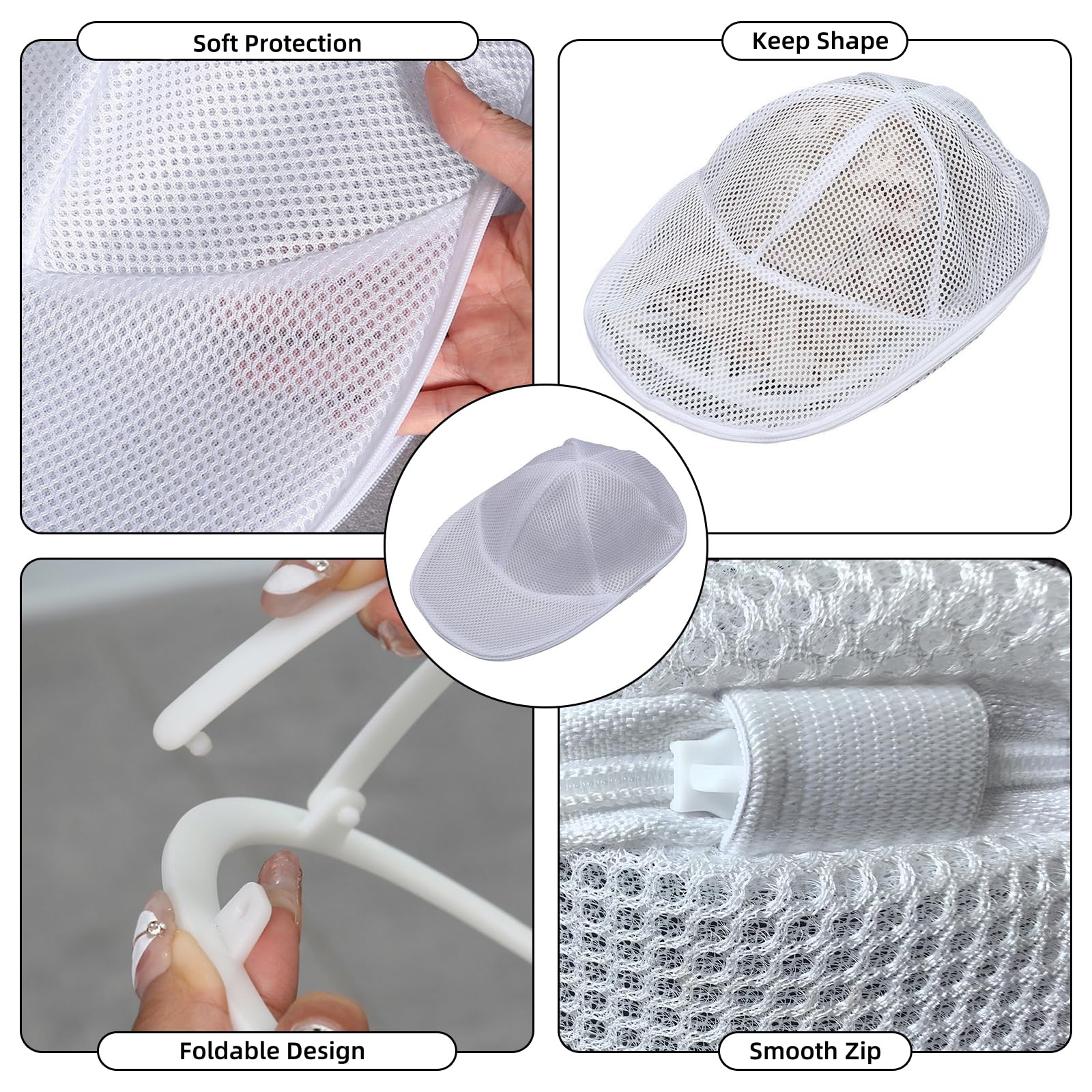 Rondella per Cappelli da Baseball, Supporto Pieghevole, Pulitore per Cappelli da Baseball per Lavatrice e Lavastoviglie Gabbia per la Pulizia