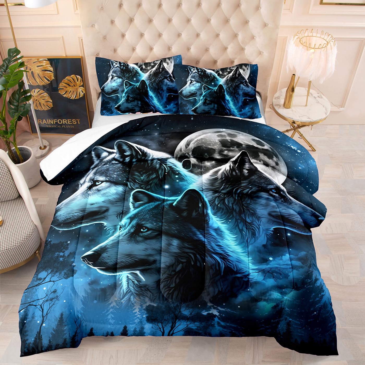 Couette 4 saisons 200x200 loup microfibre lavable résoud le froid nocturne