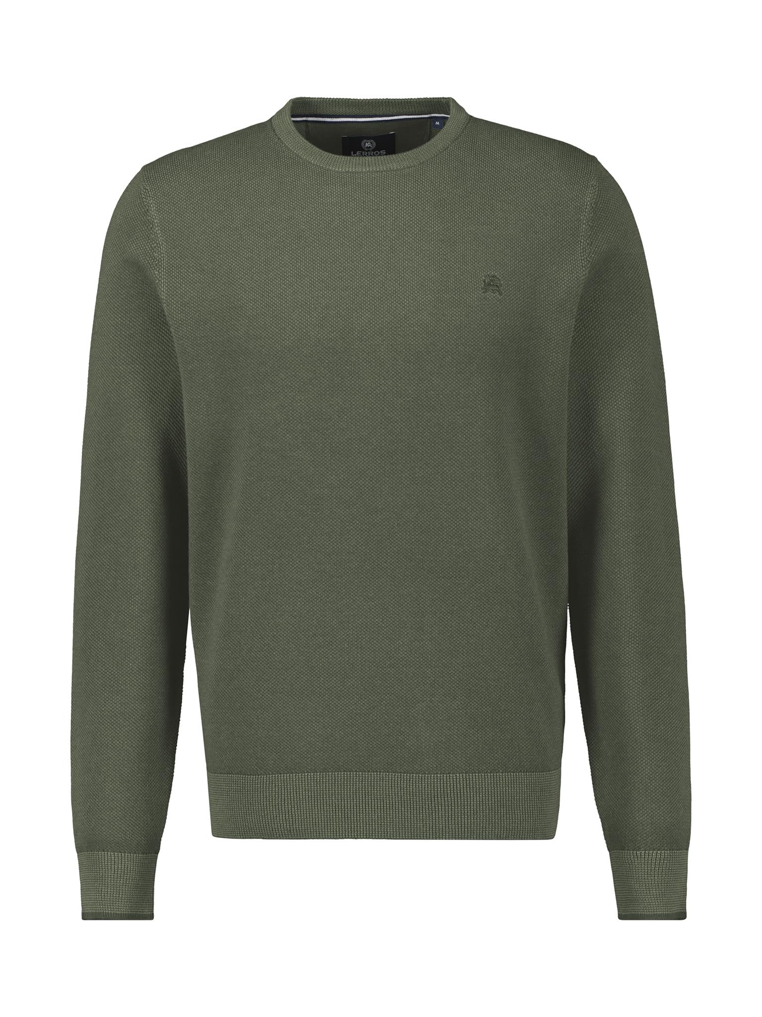 LERROS Herren Pullover mit Rundhals-Ausschnitt, 100% Baumwolle (DE/NL/SE/PL, Alphanumerisch, L, Regular, Regular, Oliv)