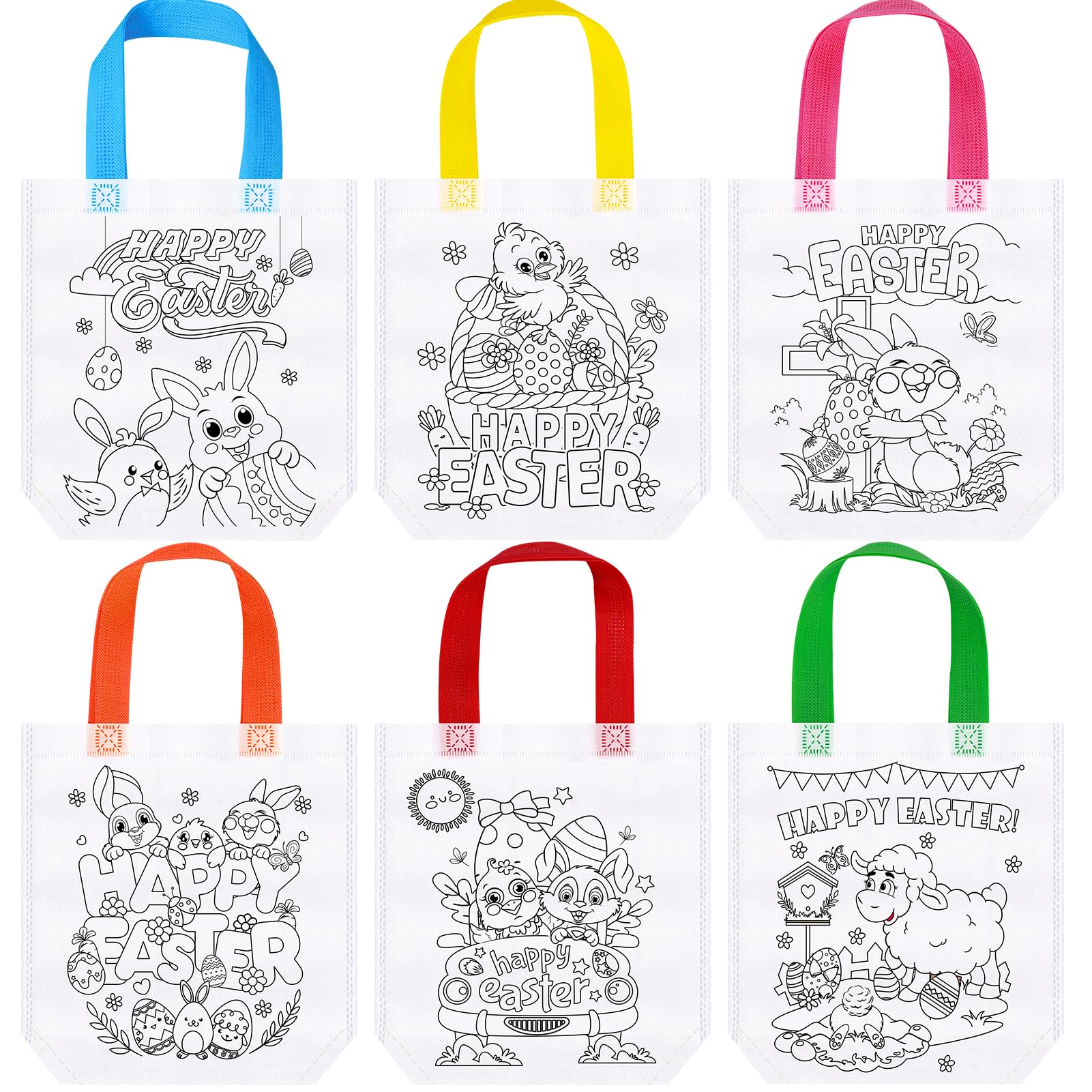 HOWAF 12PCS Colour Your Own Bag Easter Bags & Coloring Pens - Image 2