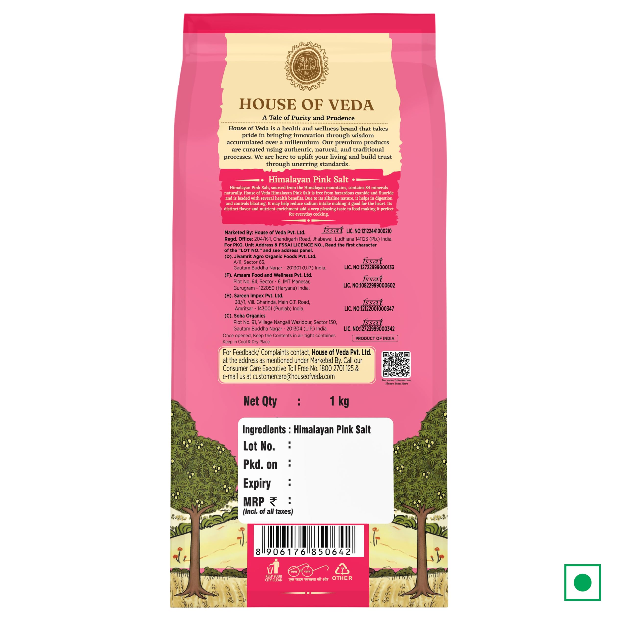 HOUSE OF VEDA Himalayan Pink Salt, Natural Unrefined with 84 Minerals 1kg Pack of 2 - Image 2 thumbnail