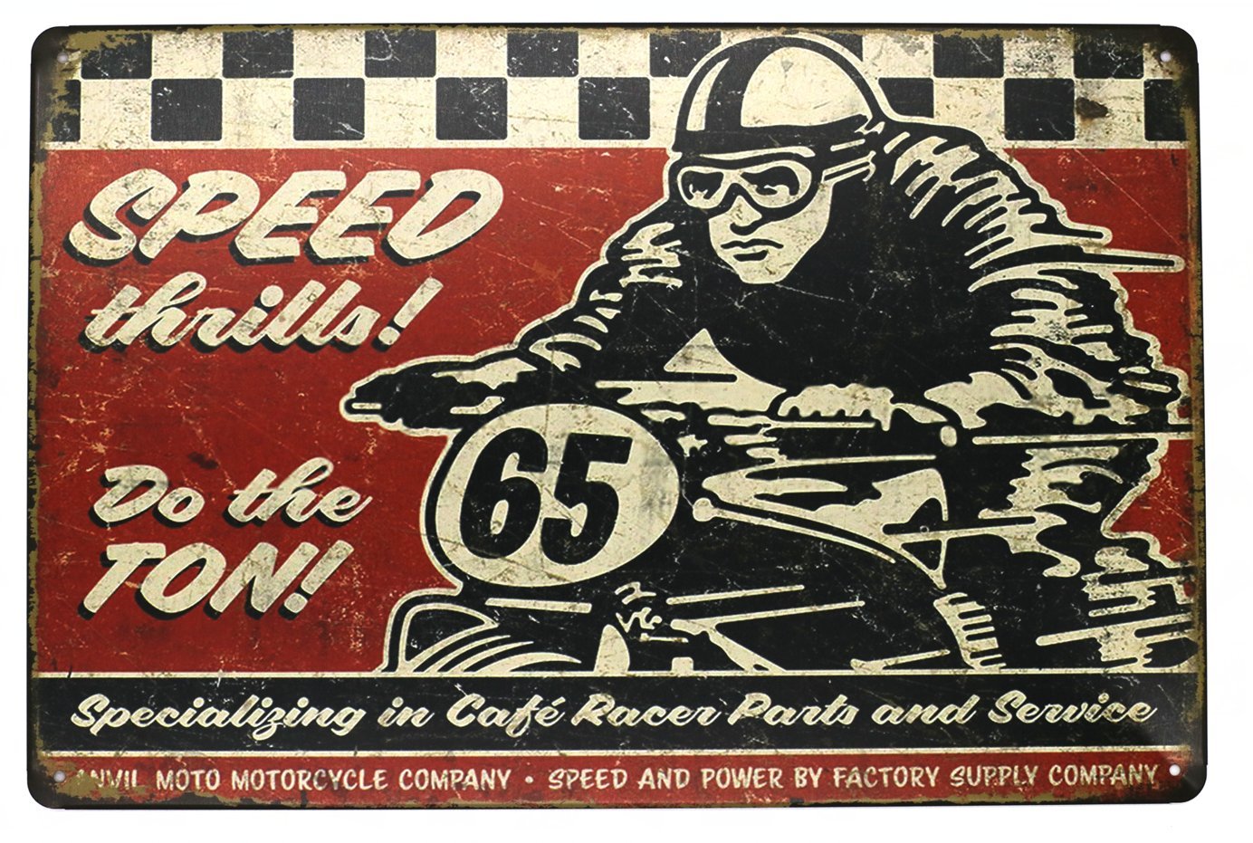 Speed Thrills Vintage Blechschild – Motorrad-Design, 20x30cm, Für Garage, Wohnzimmer & Mehr