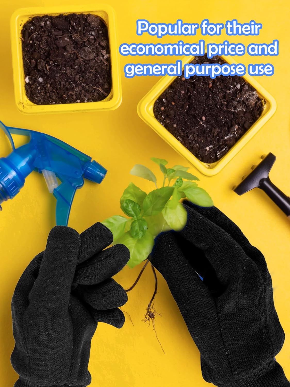 20 Pairs Jersey Work Gloves Cotton Blended Knit Wrist Safety Heavy Duty Warm for Men Black Winter - Image 7