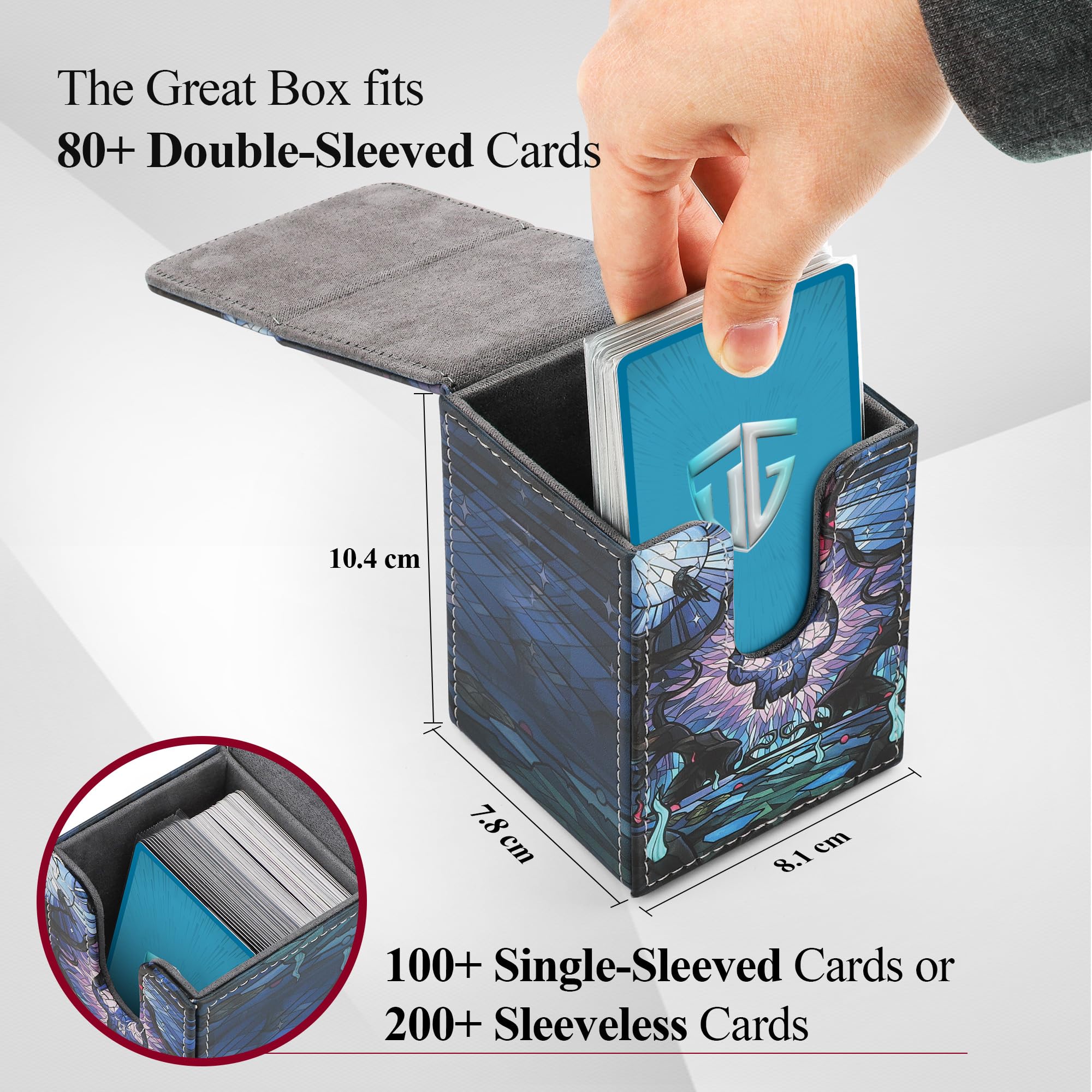 TCGUARD Deck Box per carte MTG, scatola di conservazione TCG per carte Magic The Gathering per oltre 100 carte singolarmente imbustrate con giochi di carte collezionabili, TCG, Yugioh, ecc. Viola
