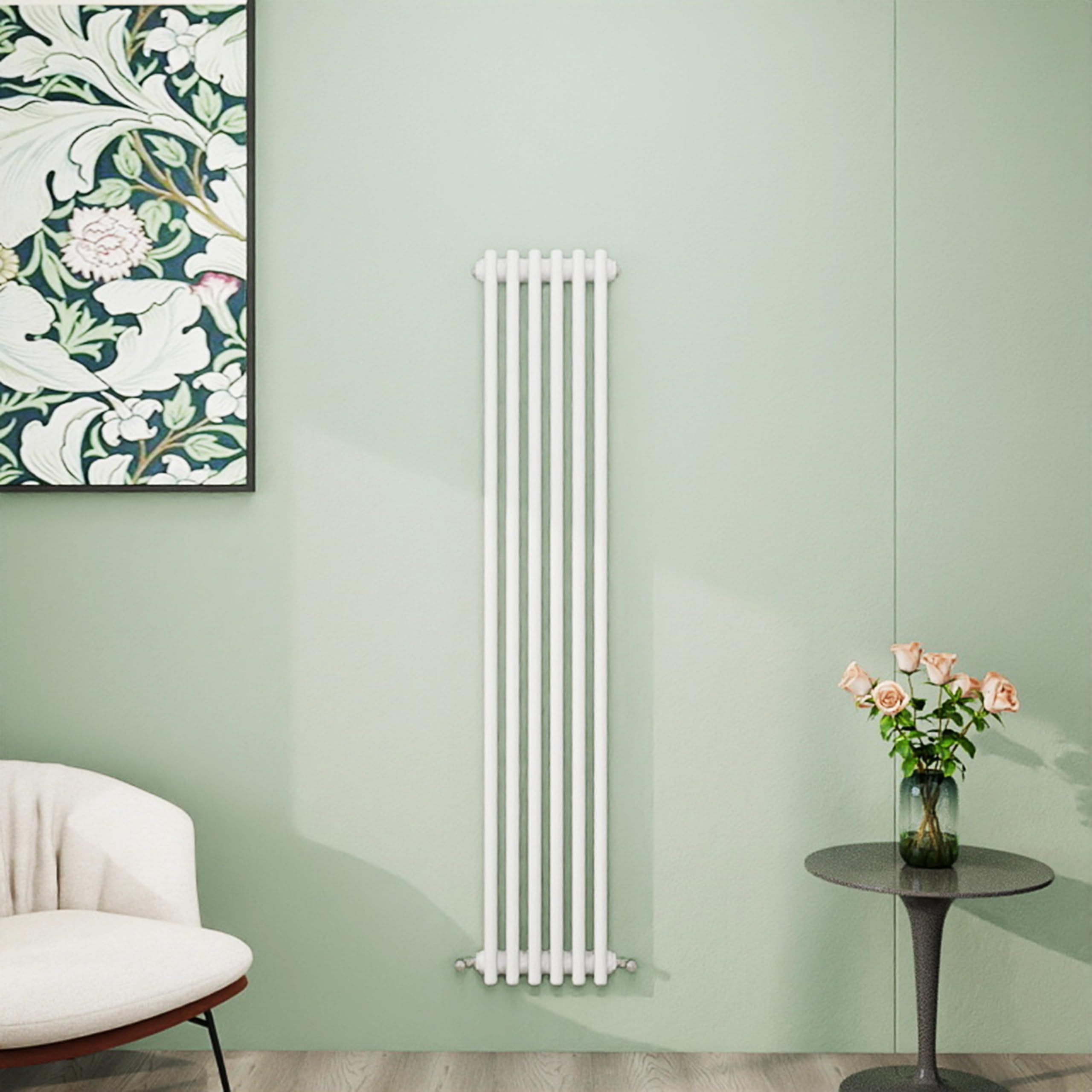 Simple Bathroom Column Radiators White 1500×290mm Vertical Triple Traditional Cast Iron Style Interior Designer Radiator — image 1