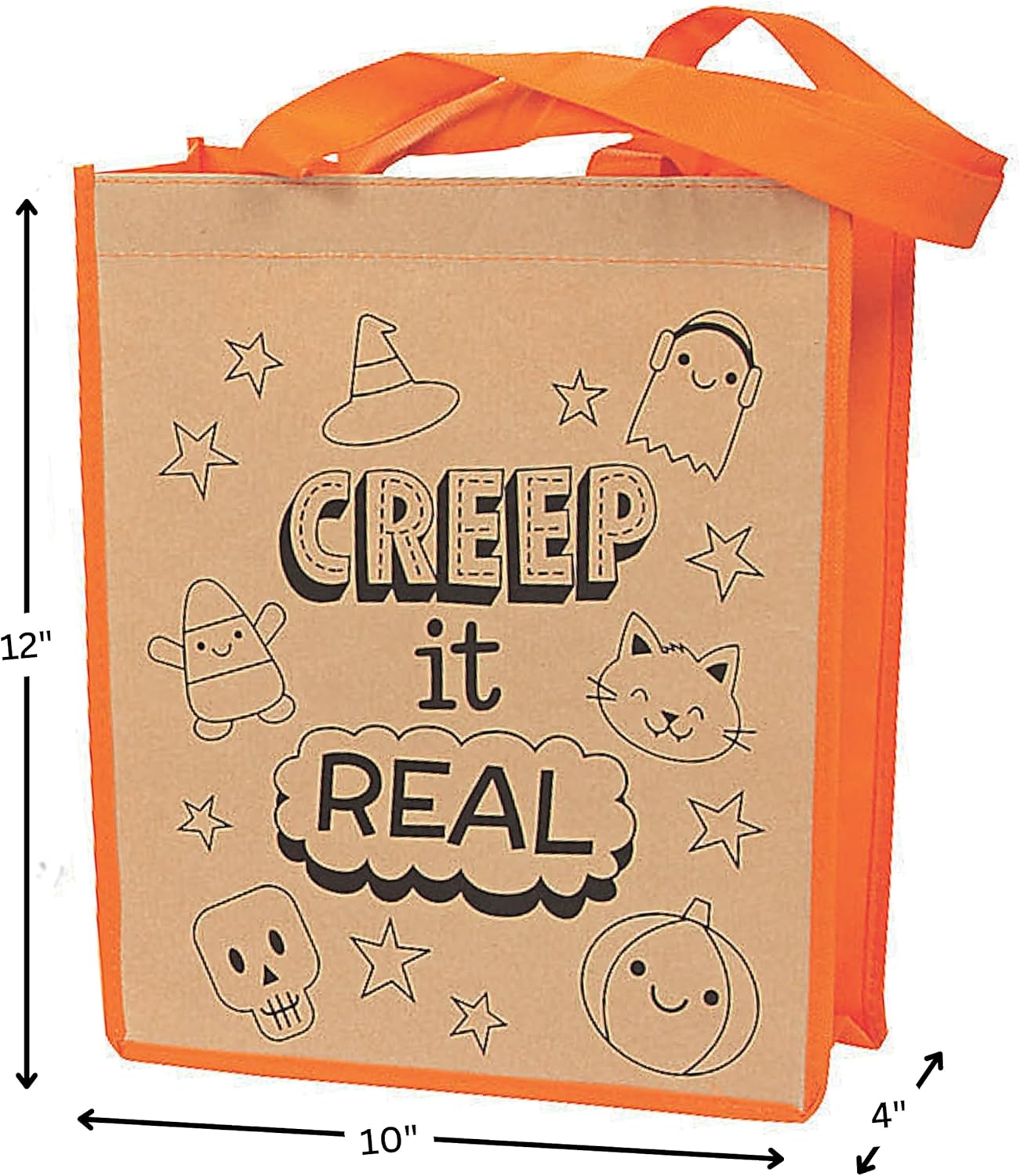 Fun Express 12 - Color Your Own Halloween Craft Tote Bag - Crafts for Kids and Fun Home Activities - Reusable Treat Bags Halloween Party Crafts Favor for Home