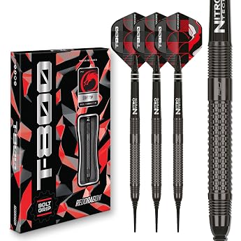 RED DRAGON Darts - T-800-90% Tungsten - 18g Barrel / 20g Full Weight Professional Soft Tip Dart Set with Dart Flights and Dart Shafts
