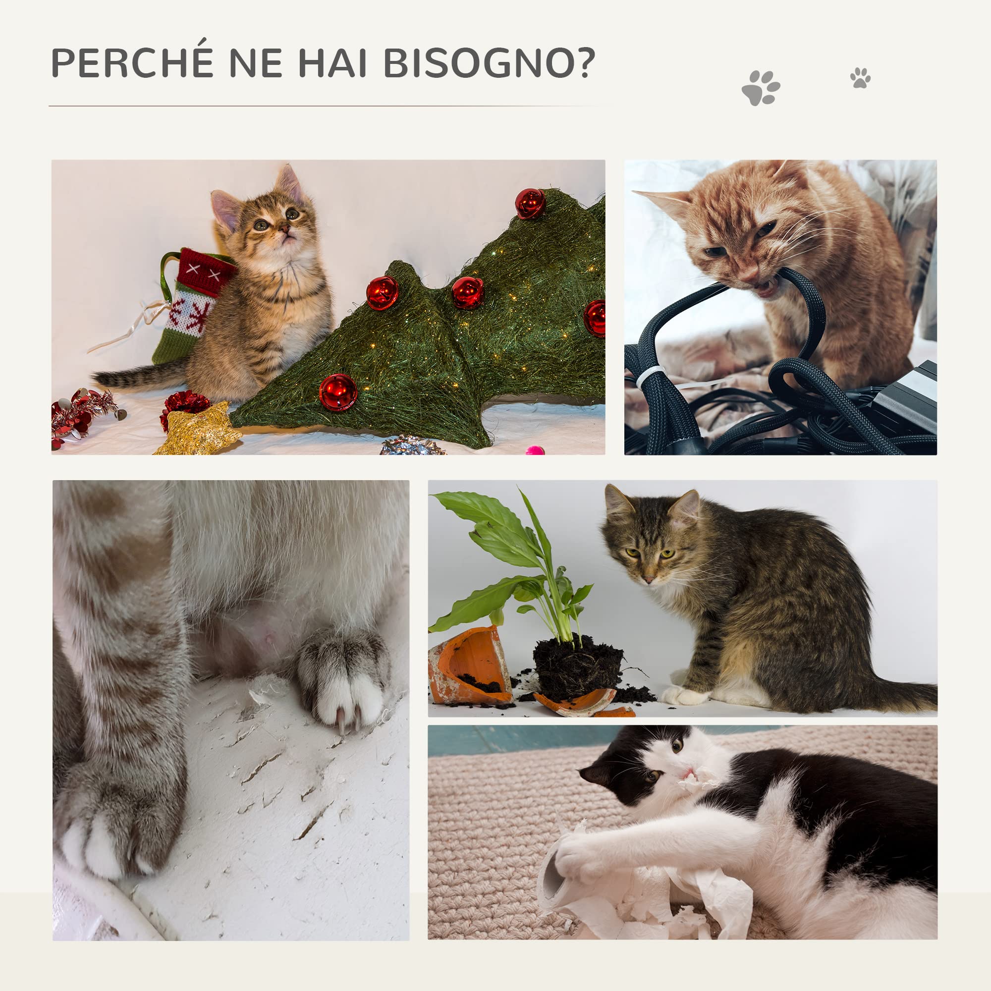 PawHut Albero Tiragraffi Accessoriato con Cuccia Lettino Sospeso e 2 Pedane in Peluche Grigio | Cuccia, Lettino Sospeso, 2 Pedane, Corda Sisal