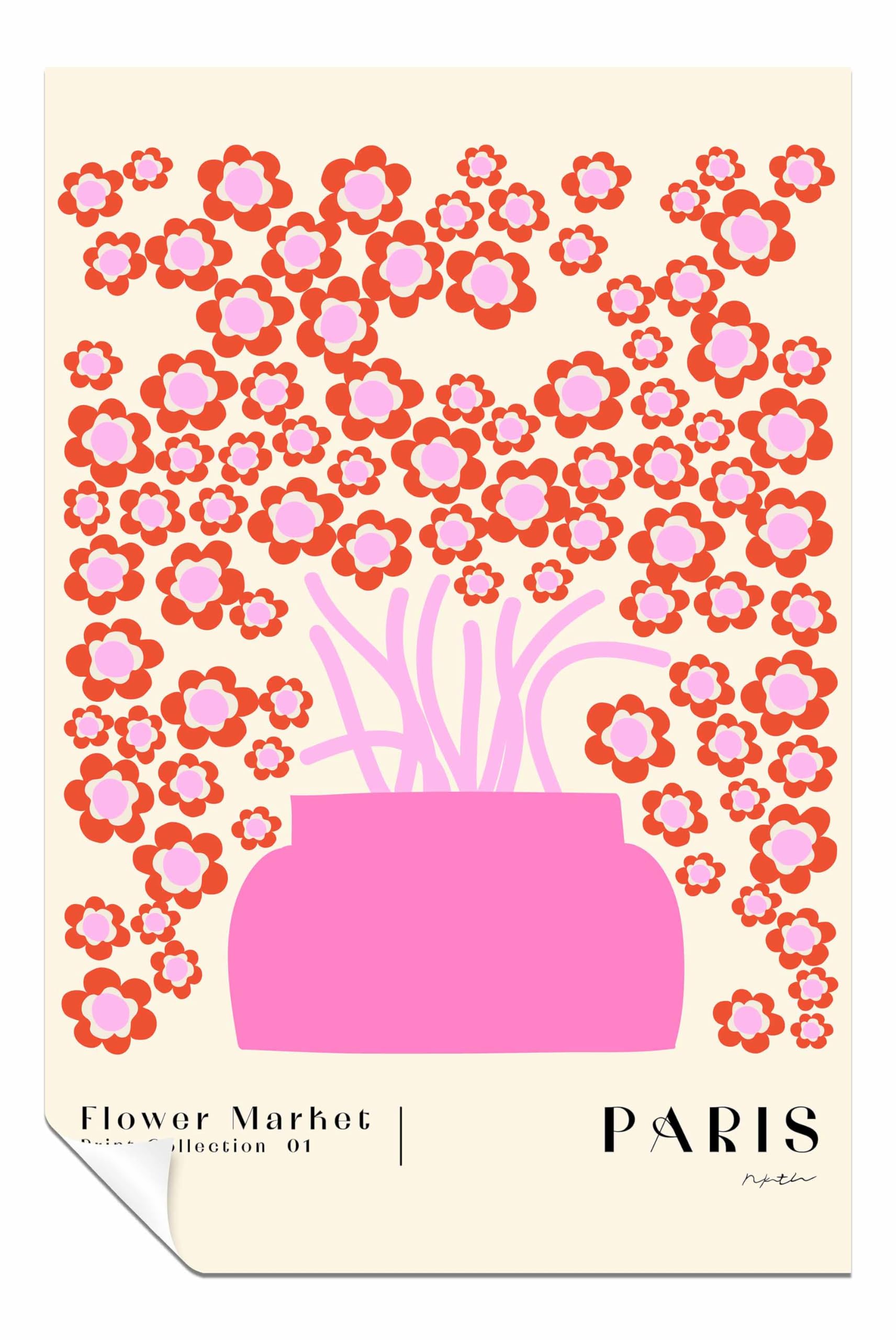 Flower Market. Paris Unframed Poster, Pictures for Home Walls, Bedroom, Living Room & Bathroom Decor 91x61cm (36x24in)