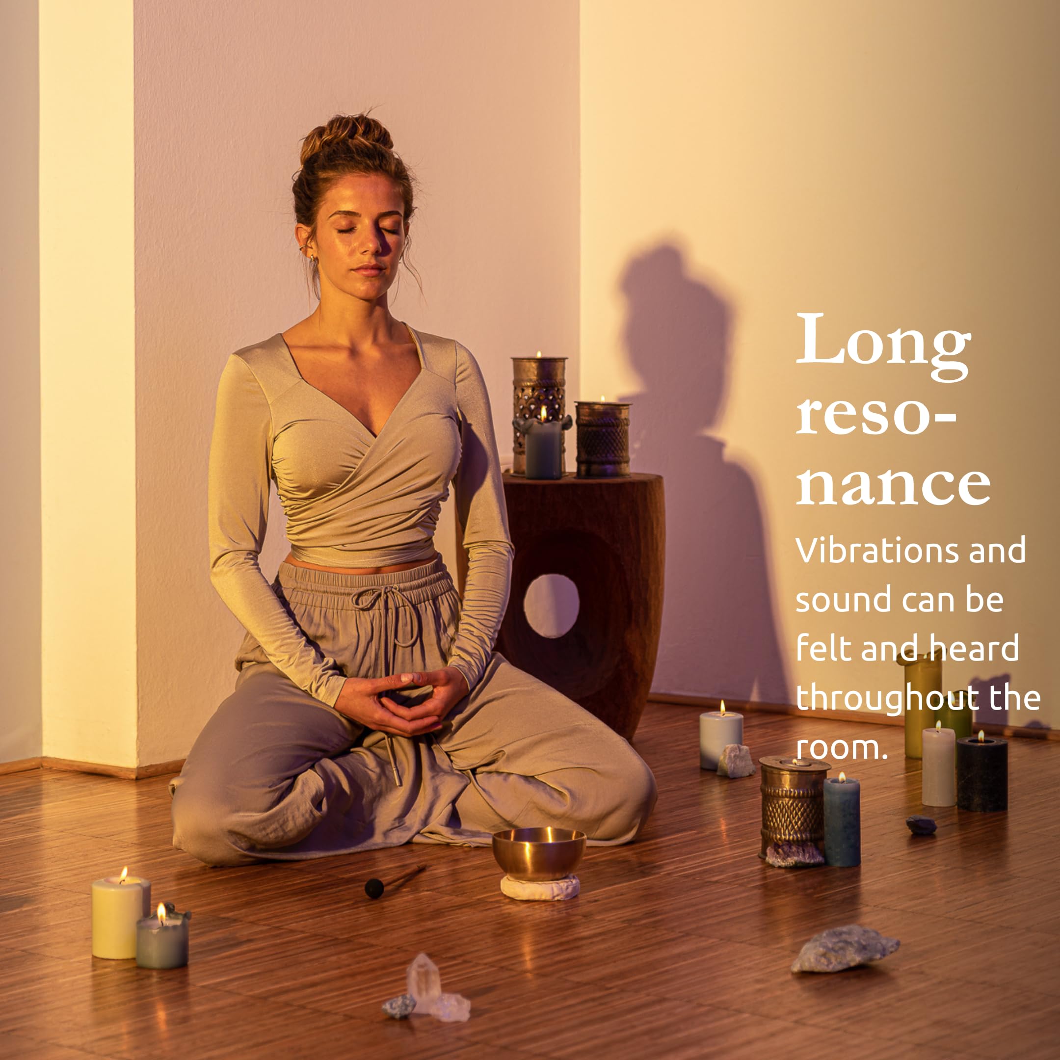 Sonic Energy Klangschalen Yoga Nidra Set – 400/500/600 g – Für Entspannungsyoga, Shavasana – Inkl. Fleece Pad, Untersetzer, Schlägel, Tasche (SB-Y1)