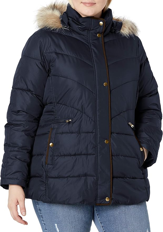 Larry Levine Women's PlusSize Down Jacket with Removable