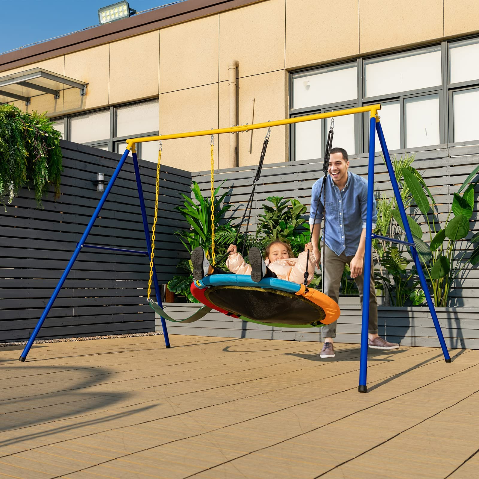 RELAX4LIFE Supporto per Telaio per Altalena a Forma di A, Carico Massimo 300 kg, in Ferro Resistente per Bambini e Adulti, Extra Large, Adatto per la Maggior Parte delle Altalene