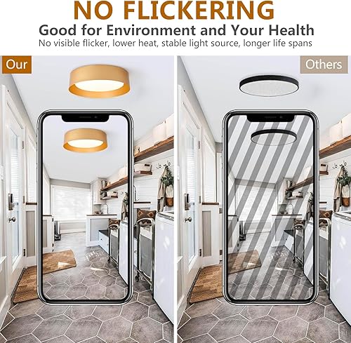 Miniatura 4 de Bargeni Lámpara de techo de montaje empotrado, lámpara de techo LED de 16.5 pulgadas, acabado dorado pulido, montaje en techo, accesorios de