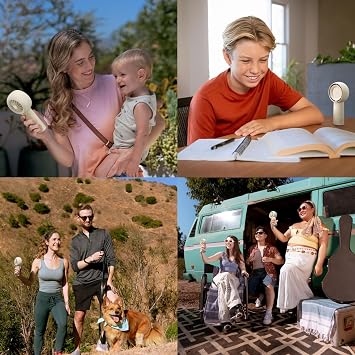 JISULIFE Portable Handheld Turbo Fan Rechargeable 6000mAh 5-Speed (Black) | Up to 18H max cooling, Personal Battery Powered Pocket Fan for Travel/Outdoor/Vacation/Concerts, Birthday Gifts for Women